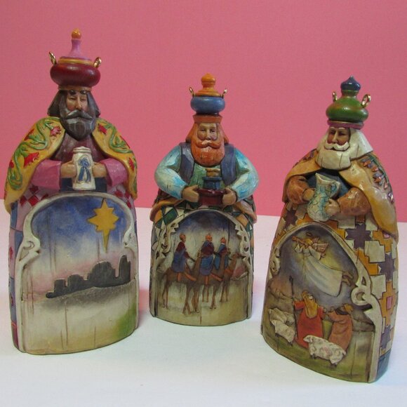 set of 3 wise men Jim Shore Heartwood Creek Christmas ornaments 2004 - Picture 1 of 8